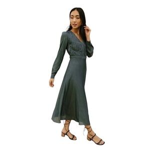BOHME green sleek pleated elegant midi maxi size XL